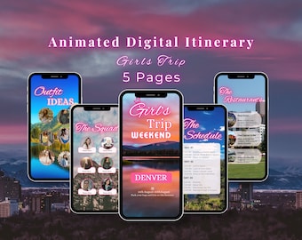 Girls Trip Weekend Itinerary Template, Birthday Travel Colorado Vacation, Denver Trip Itinerary, ANIMATED Travel Itinerary, Getaway Schedule
