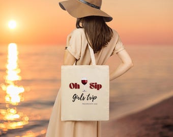 Personalized Girls Trip Cotton Tote Bag, Cruise Vacation Travel Bag