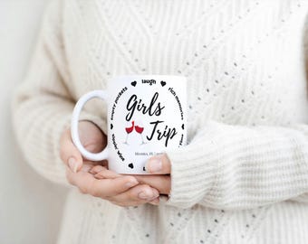Personalized Girl's Trip Mug, Girls Weekend Trip Cup, Travel Mug, Trip Mug, Bachelorette Party Mug, Vacation Gift, 11oz Ceramic Mug Ceramic