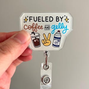 Alimenté par du café et de la gelée, enrouleur de badge rétractable, porte-badge de soins de santé, joli cadeau pour l'échographie, étudiant en échographie, joli cordon médical