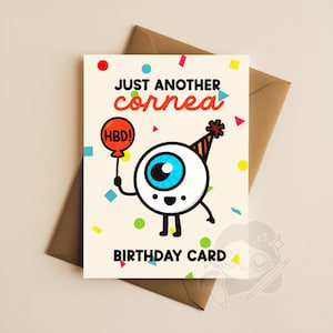cute cornea birthday greeting card - optician, optometrist, ophthalmology resident, vitreoretinal surgeon, optometry