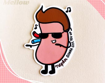 Nephr gonna give you up vinyl decal - nephrology, urology, kidneys, doctor, nurse, anatomy medical sticker