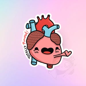adesivo in vinile con anatomia cardiaca - adesivo con cuore colorato e carino, adesivo medico, cardiaco, studente di ecografia, tecnico ecografico, adesivo per infermieri