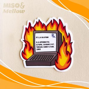 dumpster fire hospital vinyl sticker - radiology, medical decal, ultrasound, us tech, sonographer, healthcare worker sticker