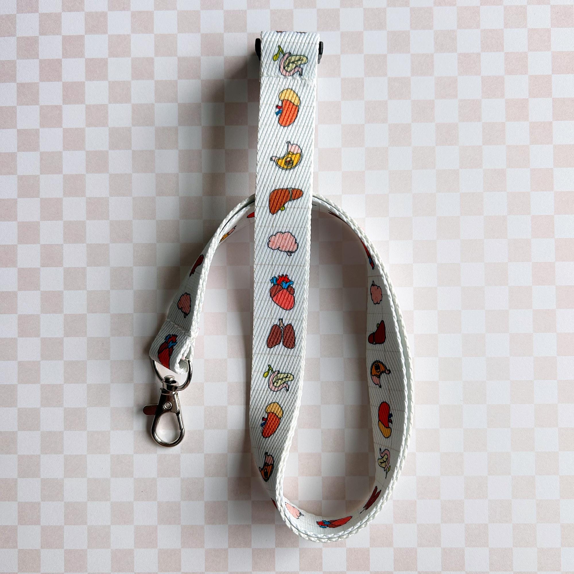 cute anatomy lanyard - medical student gift, gift for doctor, med student present, medical lanyard, organs anatomy doodles