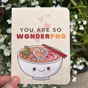 tu es tellement merveilleuse ! - jolie carte de voeux pho, carte de jeu de mots cuisine vietnamienne, carte d'amour kawaii, saint valentin, jolie carte d'anniversaire