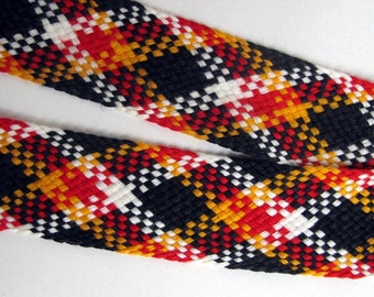 Plaid Braid TARTAN BRAID tape Diagonal weave trim black yellow red white. Sold by the yard. 1 1/4 inch wide. BC840-A Diagonal weave