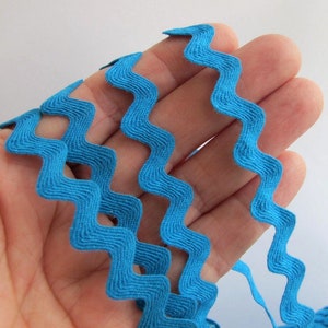 Ric Rac 5 yards all COTTON RIC RAC Cadet blue. 1/4 inch to 1/2 inch wide. 33-825-b. Dolls clothes, embroidery, accent trim