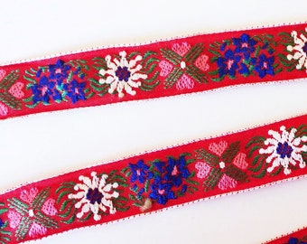 EDELWEISS & HEARTS Jacquard Trim White Blue Red Green | Etsy