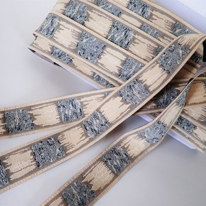 MUDDY CAMO Jacquard trim in sandy grey, black, white, off white. Sold by the yard. 1 1/8 inch wide. 508-B Rocky Muddy trim image 1