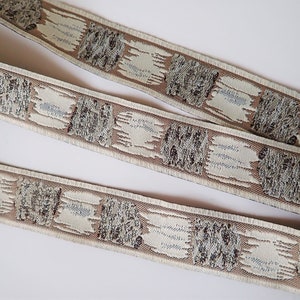 MUDDY CAMO Jacquard trim in beige, black, grey, off white. Sold by the yard. 1 1/8 inch wide. 508-C Rocky Muddy look image 1