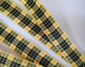 TARTAN MacLeod Jacquard trim in yellow, black and red.  Sold by the yard. 7/8 inch wide. 5906-A Scottish clan plaid tartan