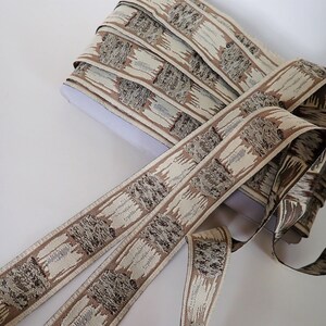 MUDDY CAMO Jacquard trim in beige, black, grey, off white. Sold by the yard. 1 1/8 inch wide. 508-C Rocky Muddy look image 2