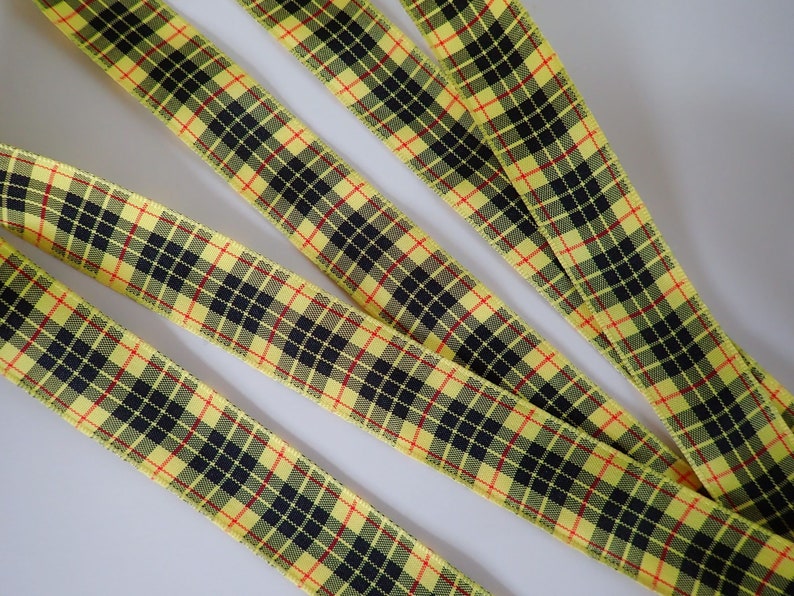 TARTAN MacLeod Jacquard trim in yellow, black and red. Sold by the yard. 7/8 inch wide. 5906-A Scottish clan plaid tartan image 2