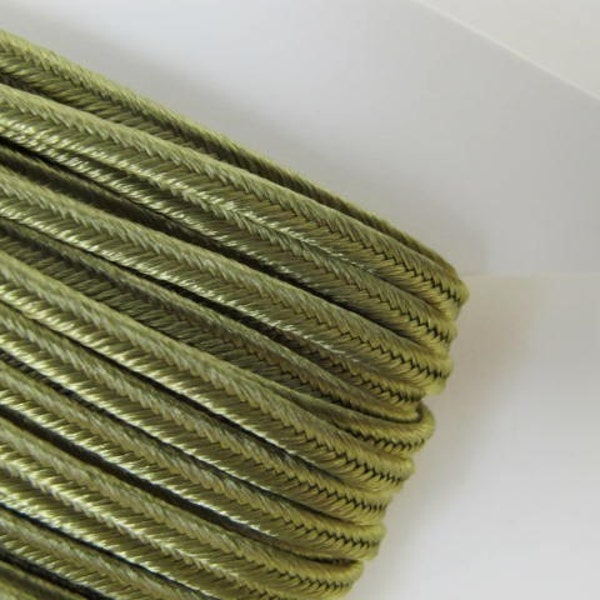 12 yards (11 meters) SOUTACHE passementerie braid. SAGE GREEN. 1/8 inch (3mm) wide. 556-582