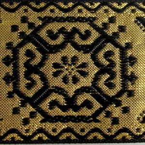 GEORGIAN SQUARES Jacquard trim in black on gold. Sold by the yard. 1 1/2 inch wide. 2282A. Brocade trim, Regency, Victorian trim image 4