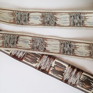 MUDDY CAMO Jacquard trim in beige, black, grey, off white. Sold by the yard. 1 1/8 inch wide. 508-C Rocky Muddy look image 3