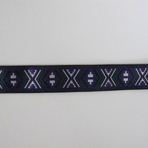 DESERT RIDE Jacquard trim in purple, green, white on black. Sold by the yard. 1 inch wide. 2086-A tribal trim South western trim image 5