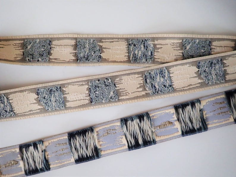 MUDDY CAMO Jacquard trim in sandy grey, black, white, off white. Sold by the yard. 1 1/8 inch wide. 508-B Rocky Muddy trim image 3