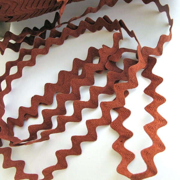 Ric Rac 5 yards lot all COTTON RIC RAC Chocolate Brown. 1/4 inch to 1/2 inch wide. 33-825-h