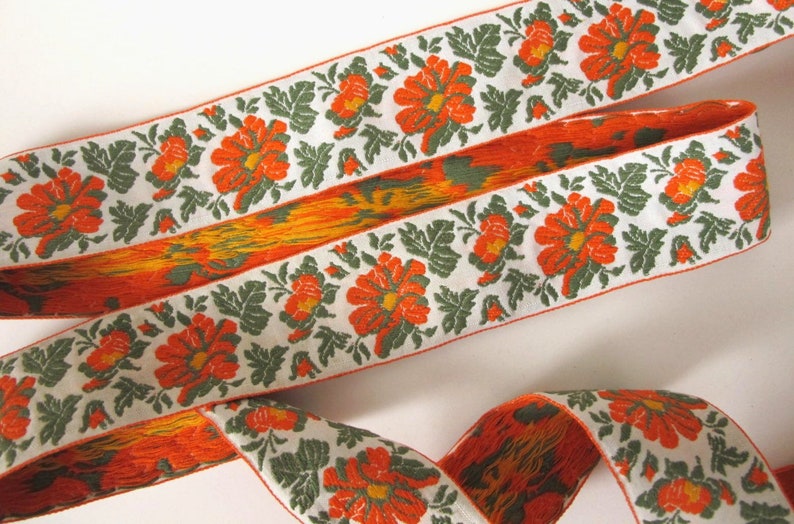5 Yards Orange White Checked Gingham Woven Jacquard Ribbon 5//8/"W