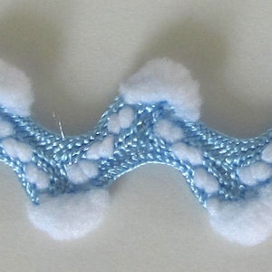 SNOWFLAKE RIC RAC Reversible, White on Light Blue. Sold by the yard. 5/8 inch wide. 850-414-01 Winter theme trim, snowflakes, zig zag image 4