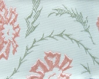 MALLOW FLOWERS Jacquard trim in pink, peach, pale green, on white. 1 1/2 inch wide. 685-D. French farm house trim. Embroidered trim