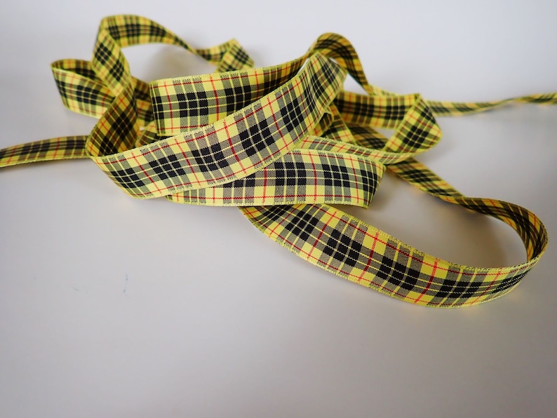 TARTAN MacLeod Jacquard trim in yellow, black and red. Sold by the yard. 7/8 inch wide. 5906-A Scottish clan plaid tartan image 3