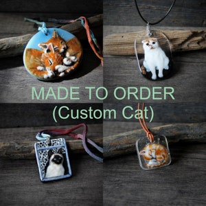 MADE TO ORDER Custom Cat Necklace - cat jewelry kitten pendant unique glass creation by FannyD