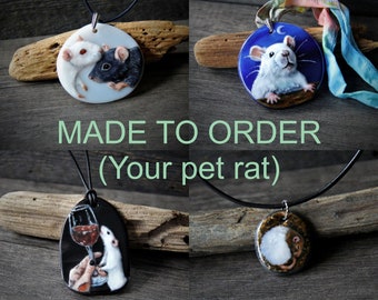 MADE TO ORDER Custom pet rat  Necklace - Rat jewelry  pendant unique glass creation by FannyD