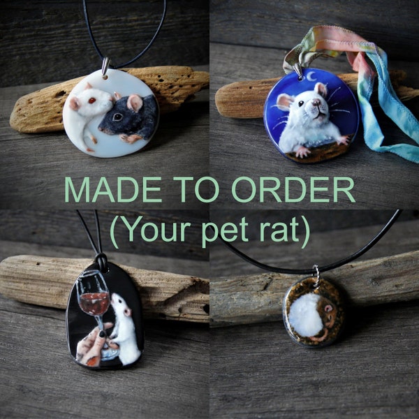 MADE TO ORDER Custom pet rat  Necklace - Rat jewelry  pendant unique glass creation by FannyD