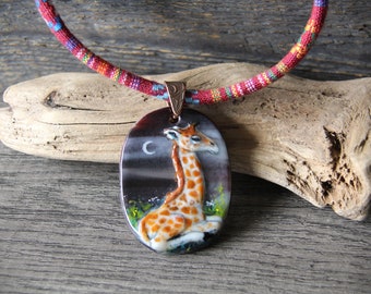 Sweet Baby giraffe necklace - unique fused glass pendant by FannyD