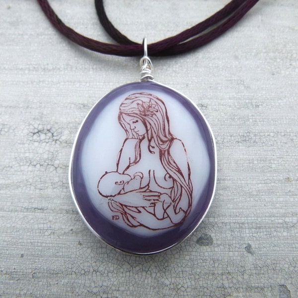 A  Mothers Love - fused glass pendant