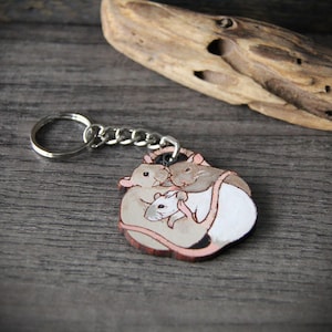 Choose Your Custom Rat Color- sweet cute rat friends leather pendant - by Fanny Dallaire -  leather work -