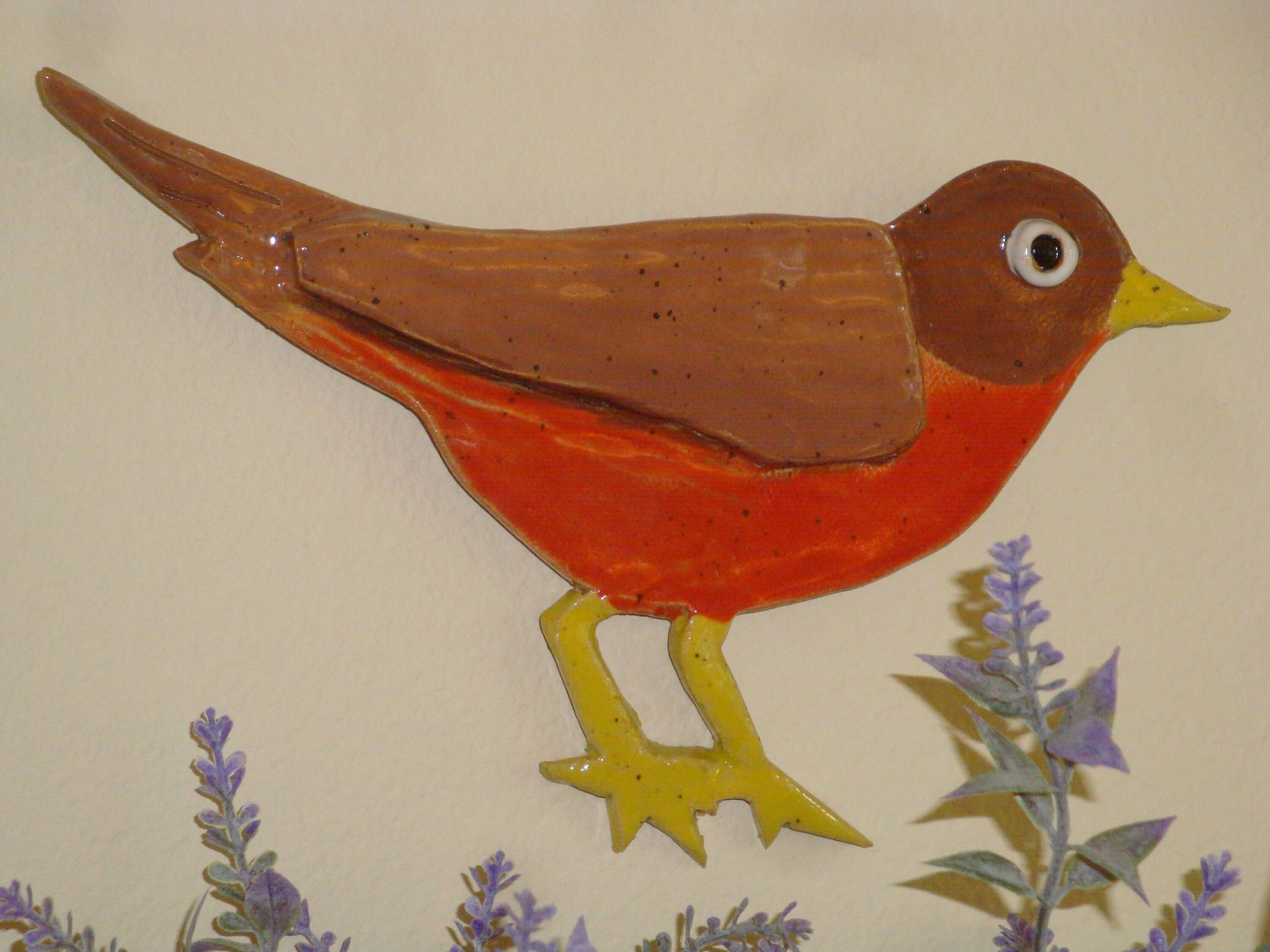 Red Robin Clay Wall Art/IndoorOutdoor Bird/Metal Etsy