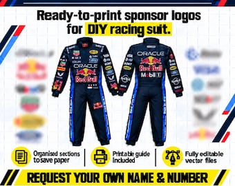 Descarga instantánea: logotipos de patrocinadores de trajes Red Bull Racing 2026 – Archivos vectoriales digitales para proyectos de bricolaje.