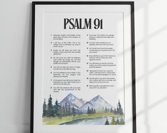 Psalm 91 Printable Wall Art | Bible Verse Print | Modern Art Christian Gift | Scripture Home Decor (Digital Download)