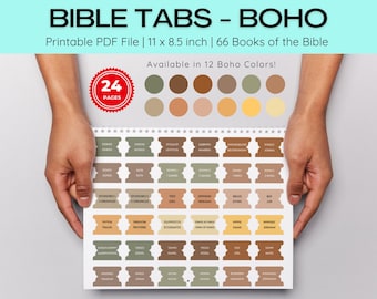 Bible Tabs for Women Men, Bible Index Tabs Printable Bible Tabs for Kids, Boho Bible Tabs Template, Christian Bible Tabs Books of the Bible