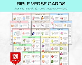 Bible Verse Cards | Printable Scripture Cards for Encouragement, Grief and Loss, Peace, Comfort, Healing, Hope & Strength | Christian Gift