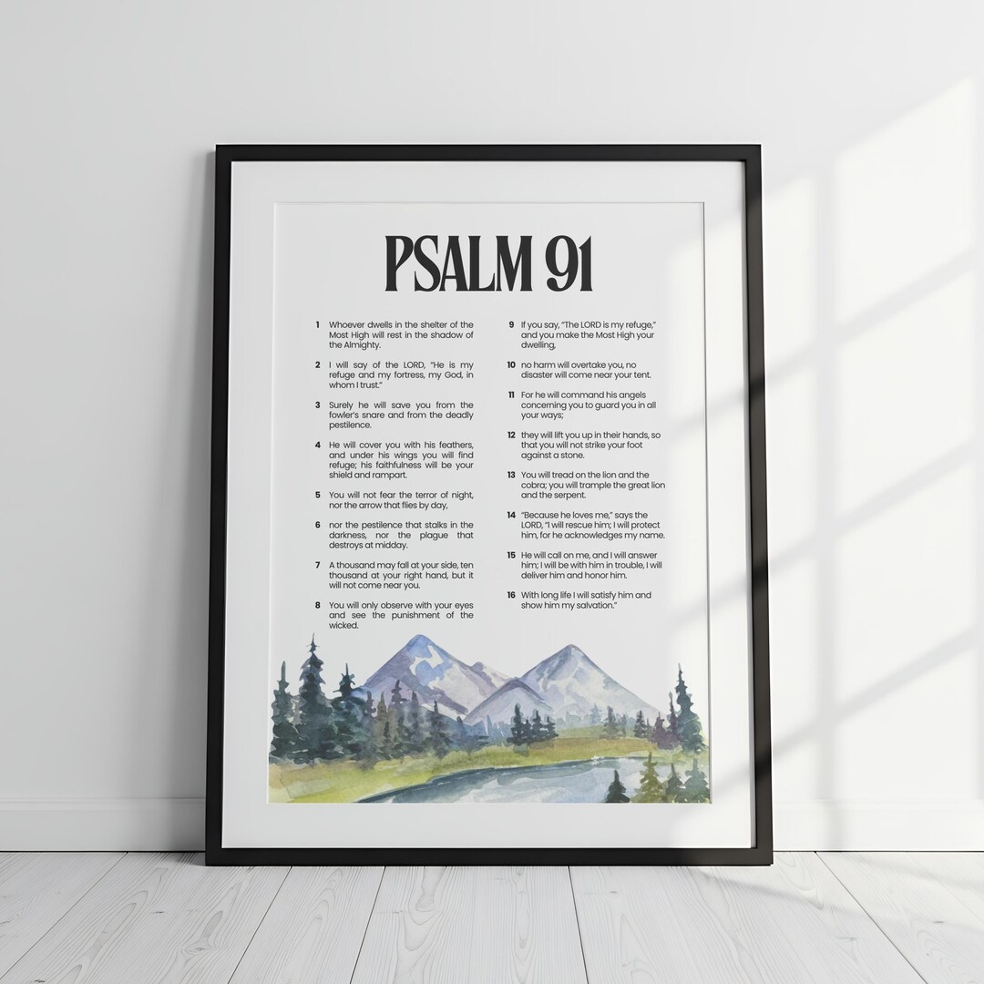 Psalm 91 Printable Wall Art | Bible Verse Print | Modern Art Christian ...