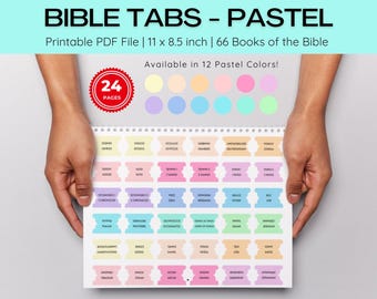Bible Tabs for Women Men, Bible Index Tabs Printable Bible Tabs for Kids, Pastel Bible Tabs Template, Printable Book Tabs, Planner Tabs PDF