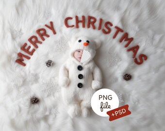 Snowman Newborn Face Insert Background, Christmas Baby Backdrop, Cozy New Year Photography Prop, PSD, Digital Download