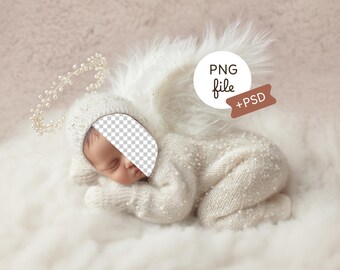 Little Angel Newborn Background, Baby Dreamy, Face Insert Backdrop, Photography Prop, Digital Download, PSD