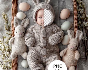 Baby Face Insert Backdrop, Spring Easter Nest Background, Newborn Photography Prop, Natural Floral PSD, Digital Download