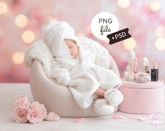 Little Miss Face Inset Backdrop, PSD Face Insert Background, Newborn Photography Prop, Digital Download