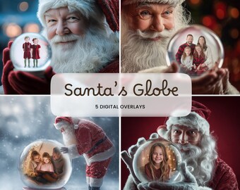 Fondos digitales de Papá Noel con bola de nieve para Navidad, fotografía familiar de regalos y fondo de Bellas Artes.