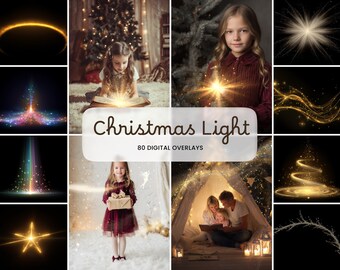 Superposiciones mágicas navideñas, fotografía navideña, luces centelleantes, destellos, polvo de hadas, brillo navideño, estrellas doradas con brillo de Año Nuevo, JPG