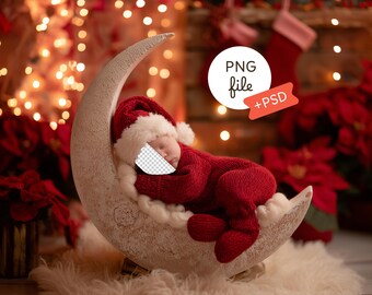 Christmas Newborn Face Insert Backdrop, Baby Dreamy Moon Background, Photography Prop, Digital Download, PSD