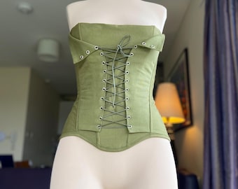 Custom Fit Denim Corset Top | Spiral Steel Boning, Lace Up Bustier, Festival Wear