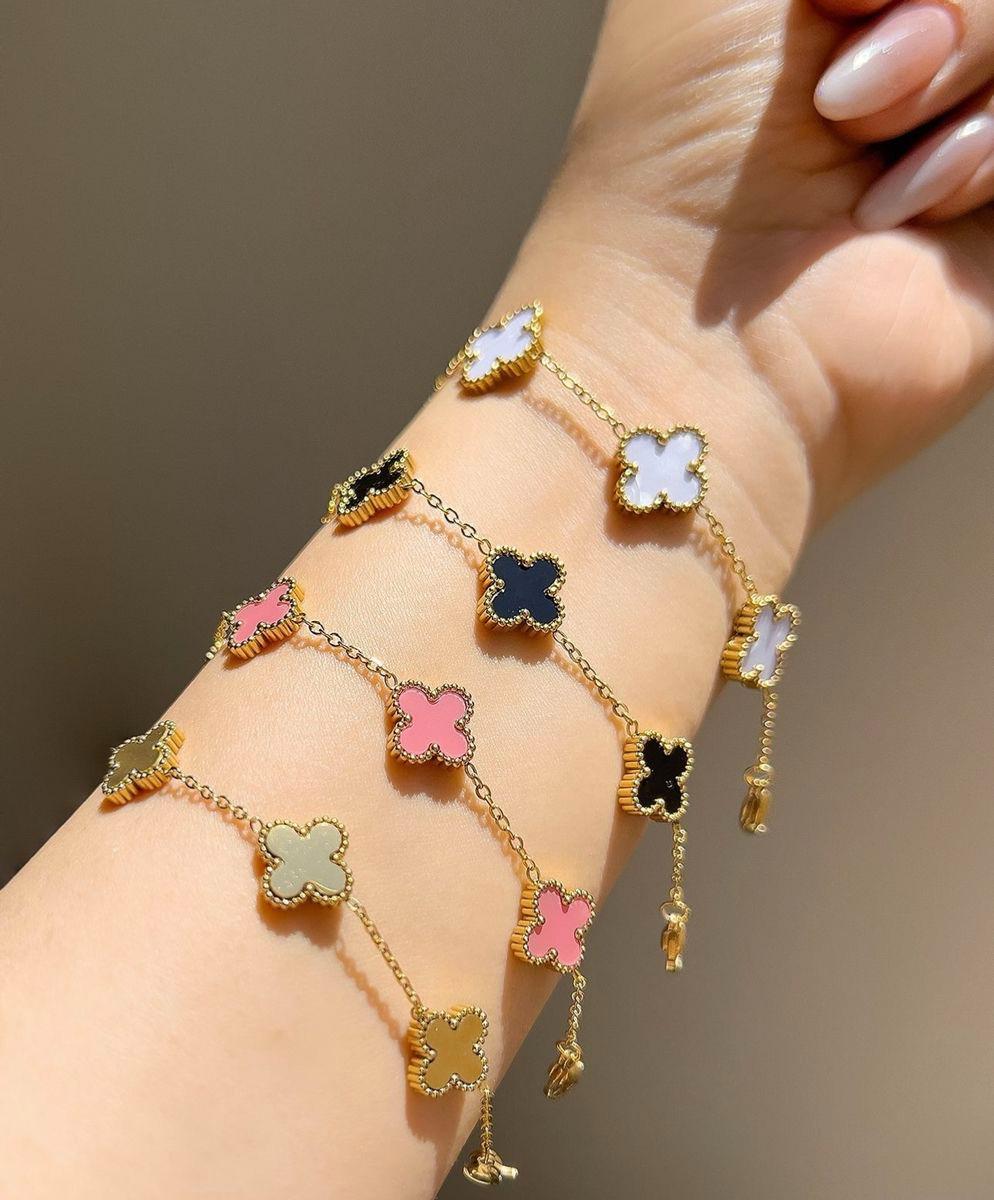 18K Gold Plated Four Leaf Clover Bracelet For Women - Adjustable, Double-Sided Charm, Gift Boxed